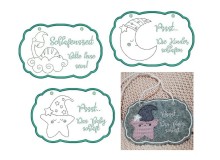 Stickserie ITH - Sleeping Dino Friends Türschilder